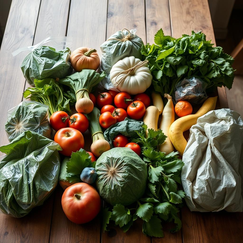 A prepared assortment of farm produce ready for fulfilment